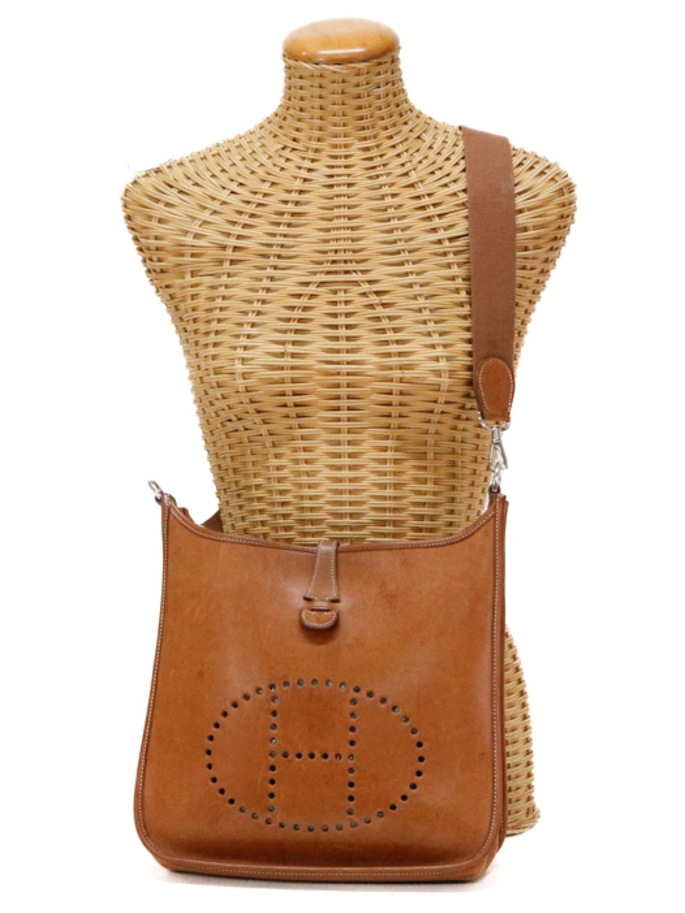 Authentic HERMES EVELYNE PM brown box leather crossbody